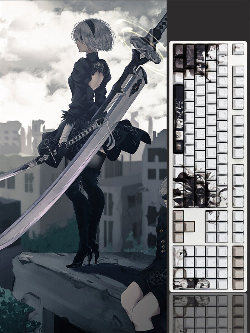 NieR:Automata Keycap PBT Translucent 108 Keys Set Cherry MX For Keyboards Gifts