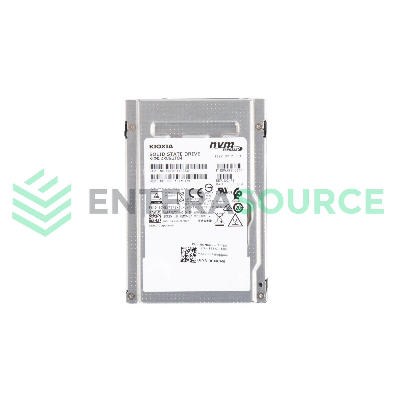 KIOXIA KCM5DRUG3T84 3.84TB BiCS NVMe 2.5" Gen3 x4 RI Solid State Drive | GNCN9