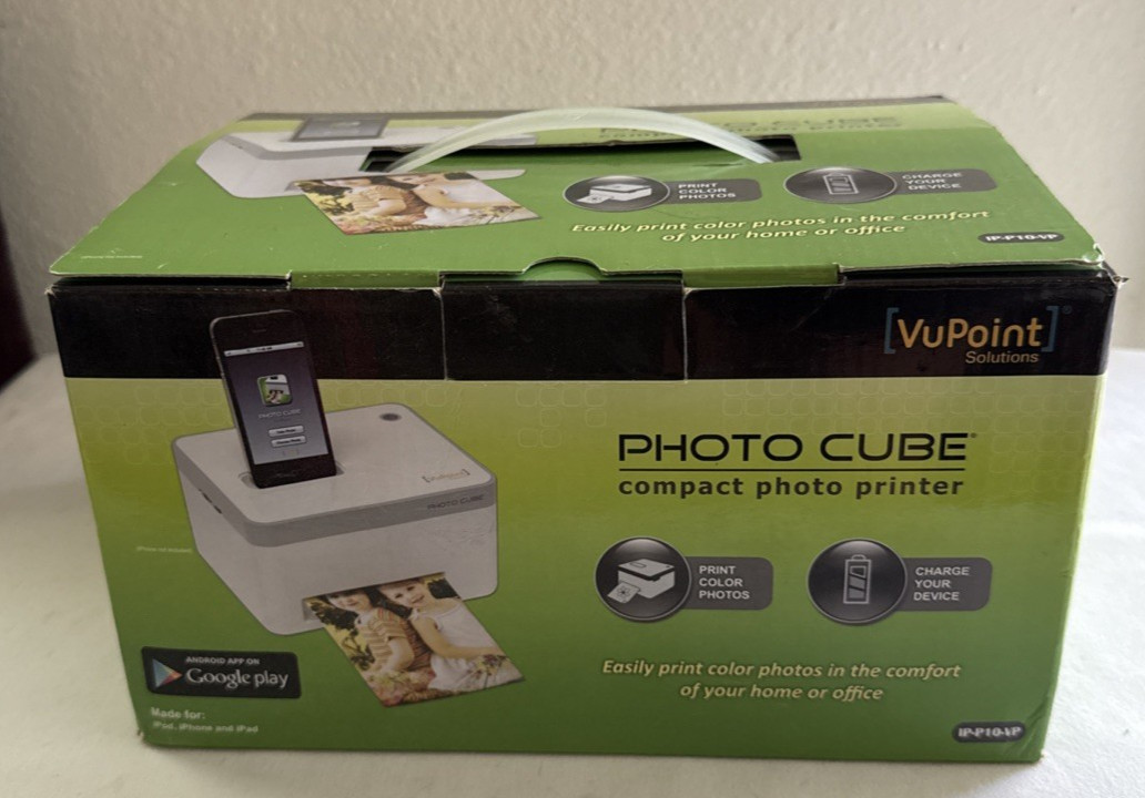 VuPoint Solutions PHOTO CUBE Compact Photo Printer IP-P10-VP NEW