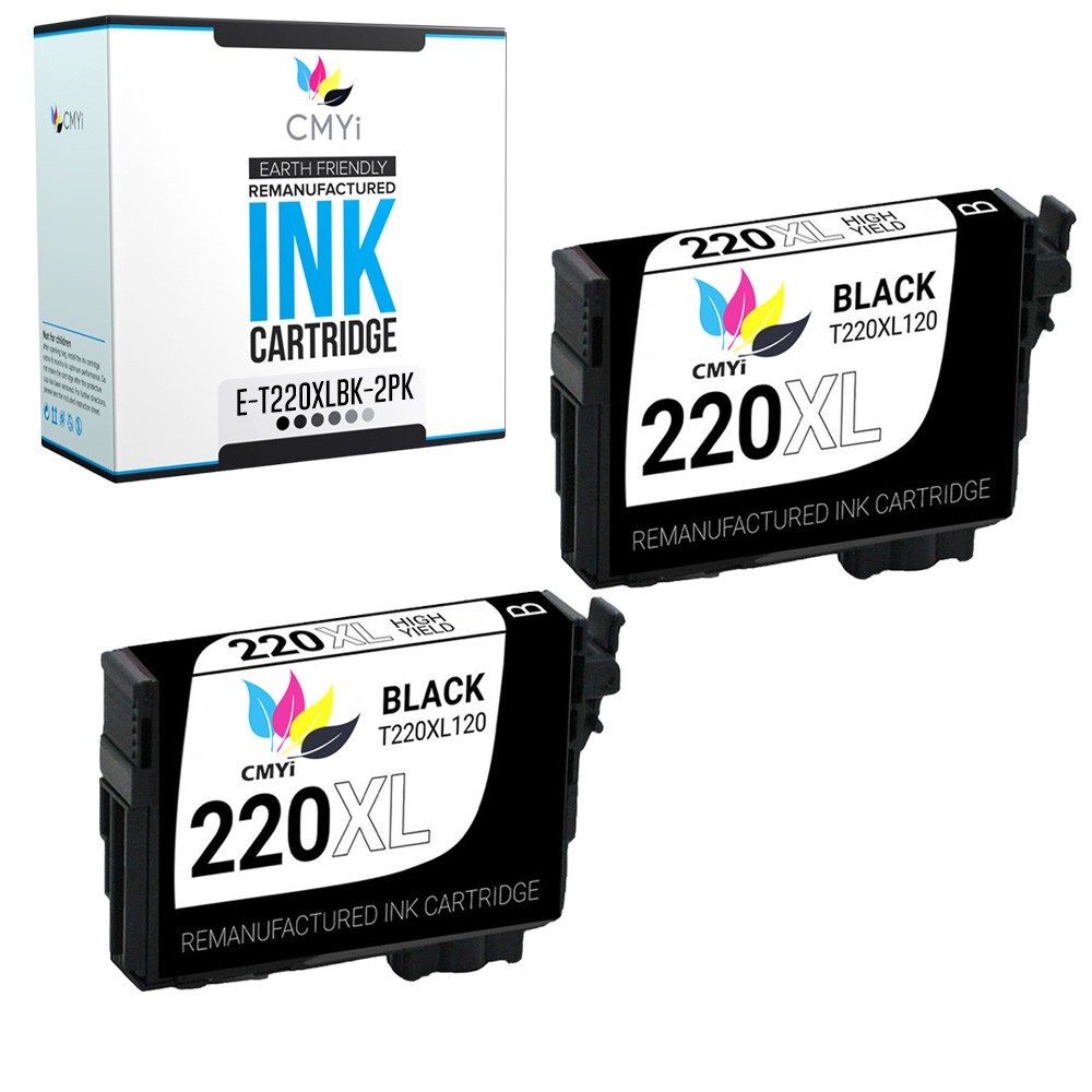 CMYi  2-Pack Replacement 220XL Black Ink Cartridges Fits Epson Workforce WF2630