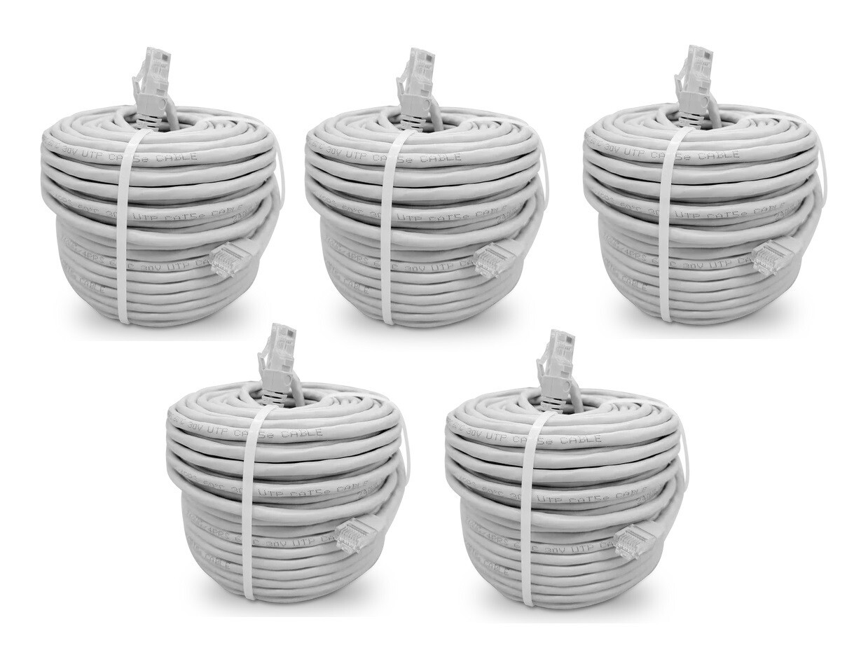 NEW Lot 5 Cat5e Network RJ-45 Ethernet Cables Lorex Security Camera 18.3m 60ft