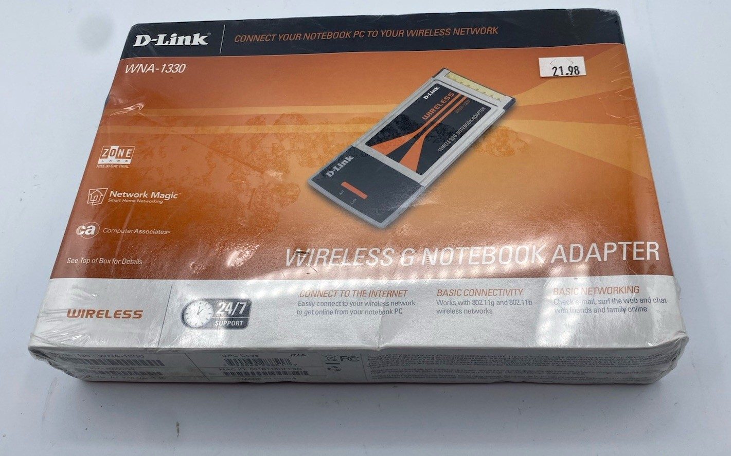 D-LINK WNA-1330 RANGEBOOSTER G NOTEBOOK ADAPTER WIRELESS NEW IN BOX SEALED