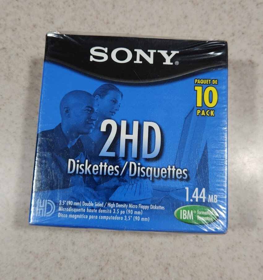 Sony 2HD IBM Formatted (1.44 MB) 3.5'' Diskettes ~10 Disk Pack New Sealed