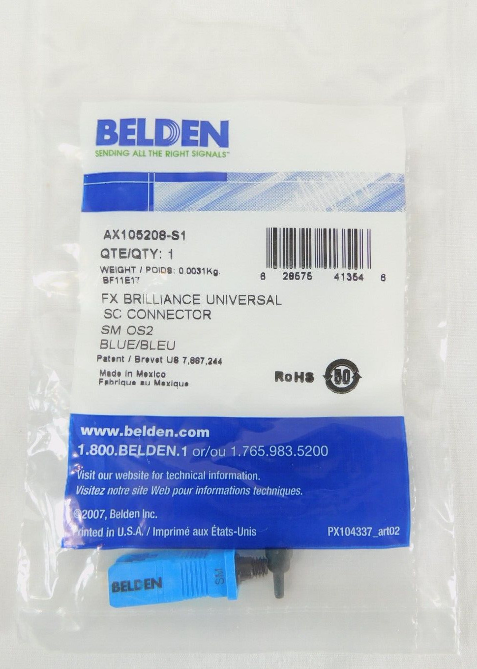 Beldon AX105208-S1 SC Connector FX Brilliance Single-Mode OS2 -- SELECT QUANTITY