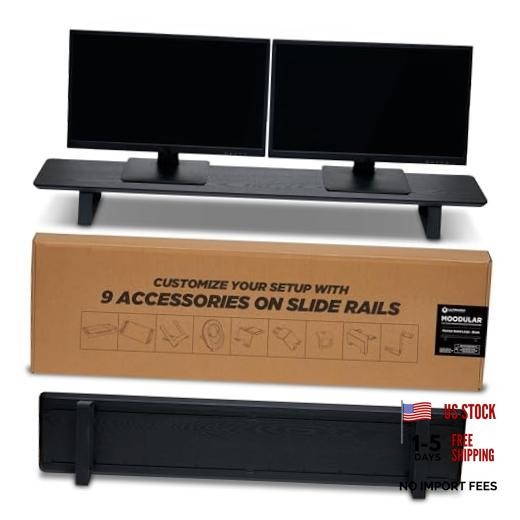 Moodular Wooden Monitor Stand Desk Organizer, Large 45.6" 03 Large Stand Black