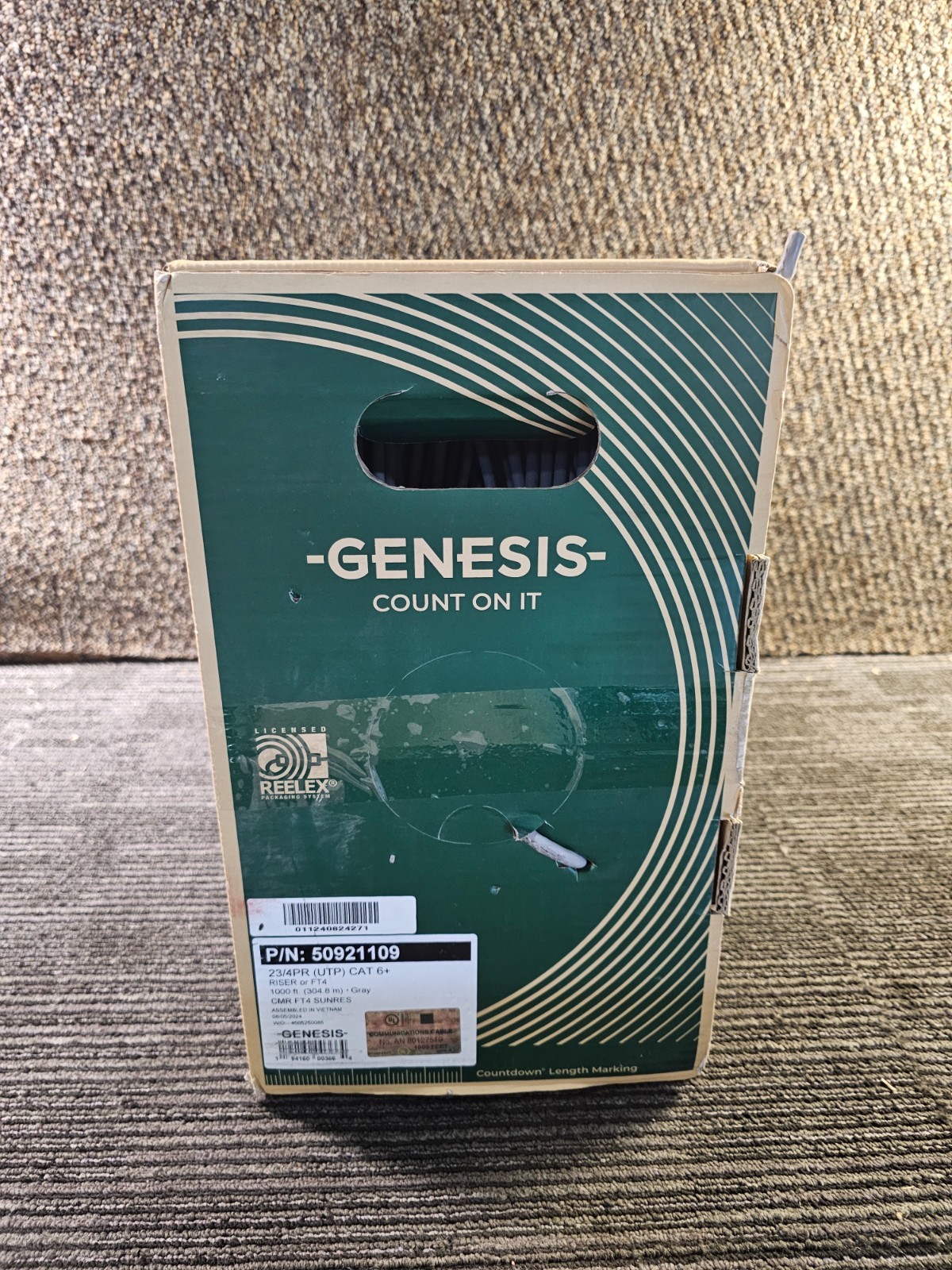 1000FT Genesis 50921109 23/4PR Cat 6 Plus Unshielded Networking Cable Riser