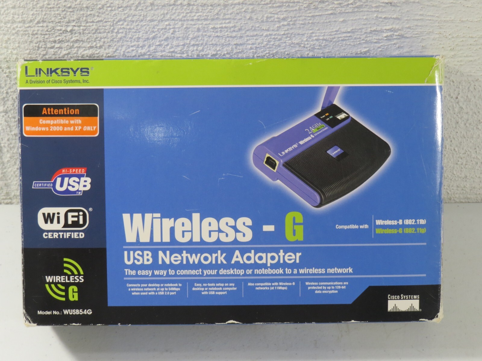 Linksys Wireless-G USB Network Adapter Wireless WUSB54G 2.4Ghz 802.11g