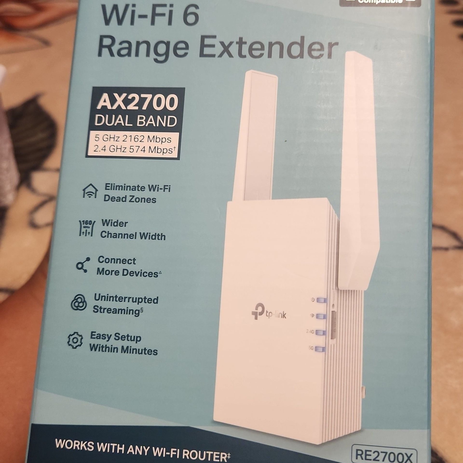 TP-Link AX2700 Wi-Fi 6 Dual Band Range Extender RE2700X - New