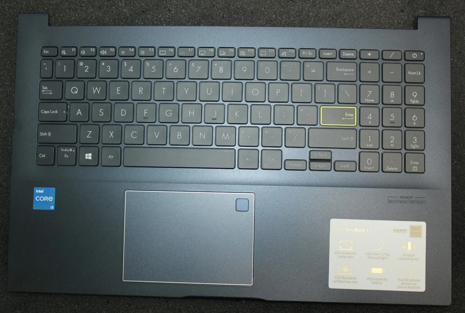 Genuine Asus Vivobook F513EA F513E Palmrest with Backlit Keyboard 13N1-BBA0902