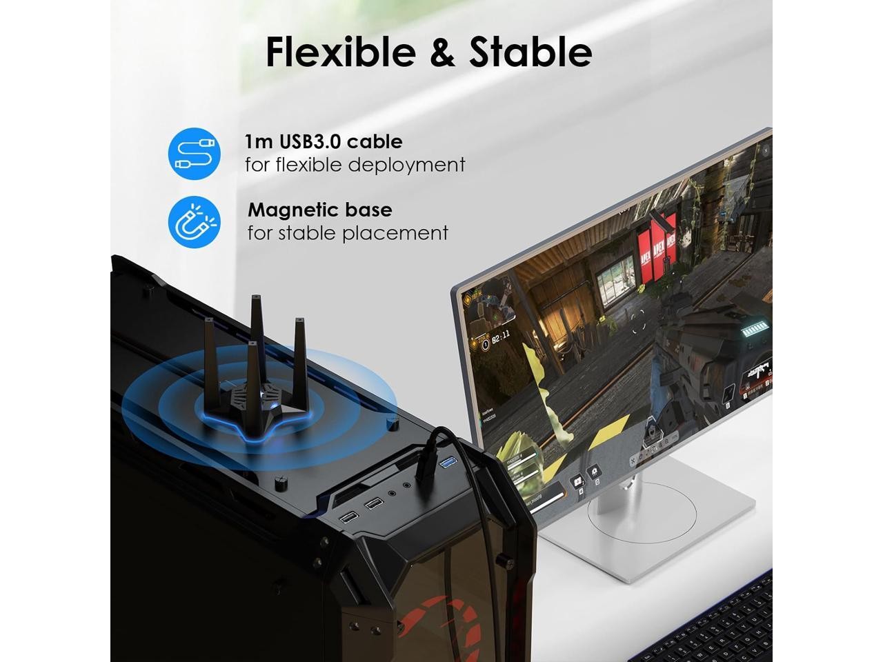 AX1800 USB WiFi 6 Adapter for Desktop PC, Dual Band PC WiFi Adapter WAVLINK