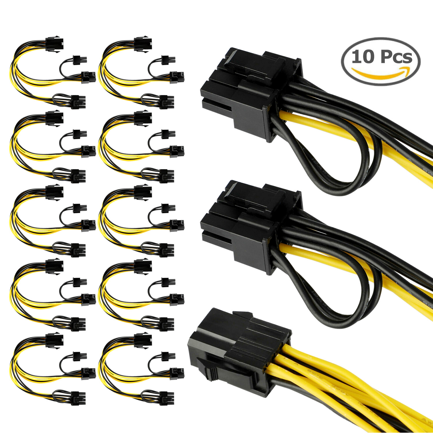 10 PCS PCIE 6 pin Female to Dual PCI-E 8 pin (6+2) Male GPU Power Cable Splitter