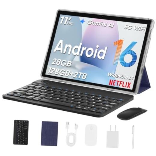 2026 Upgraded Android 16 Tablet, 11 inch Android Tablets Black