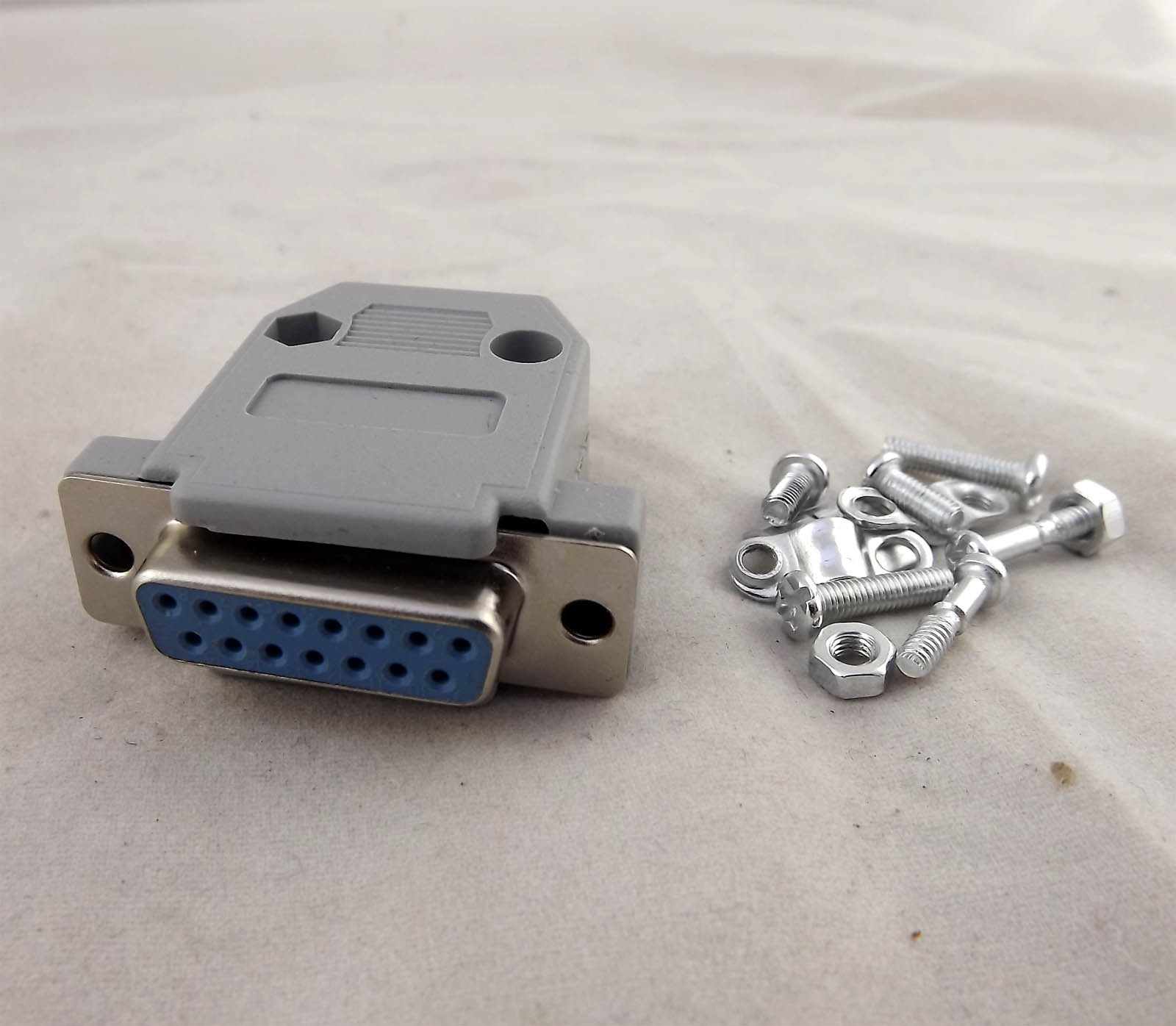 10x DB15 Female 15 Pin 2 Rows D-Sub Connector Gray Plastic Hood Cover Backshell