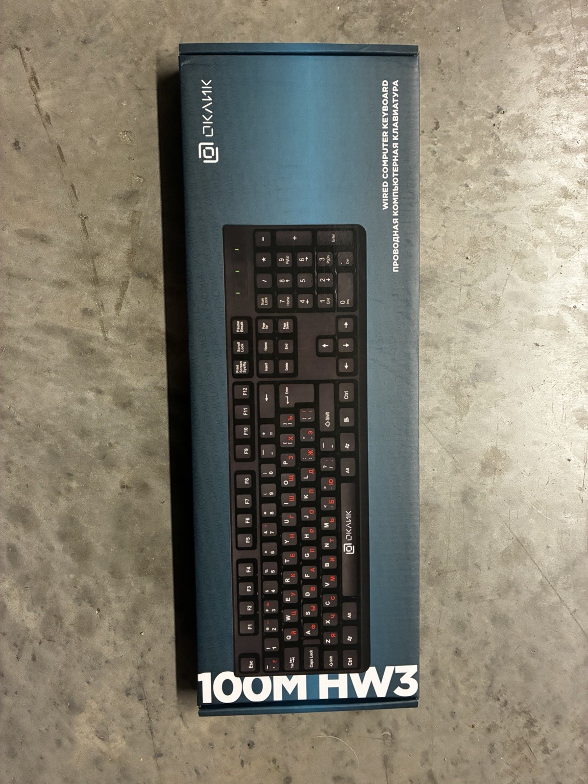 OKLICK 100M HW3 Wired USB Water Resistant Keyboard RU/EN QWERTY Black