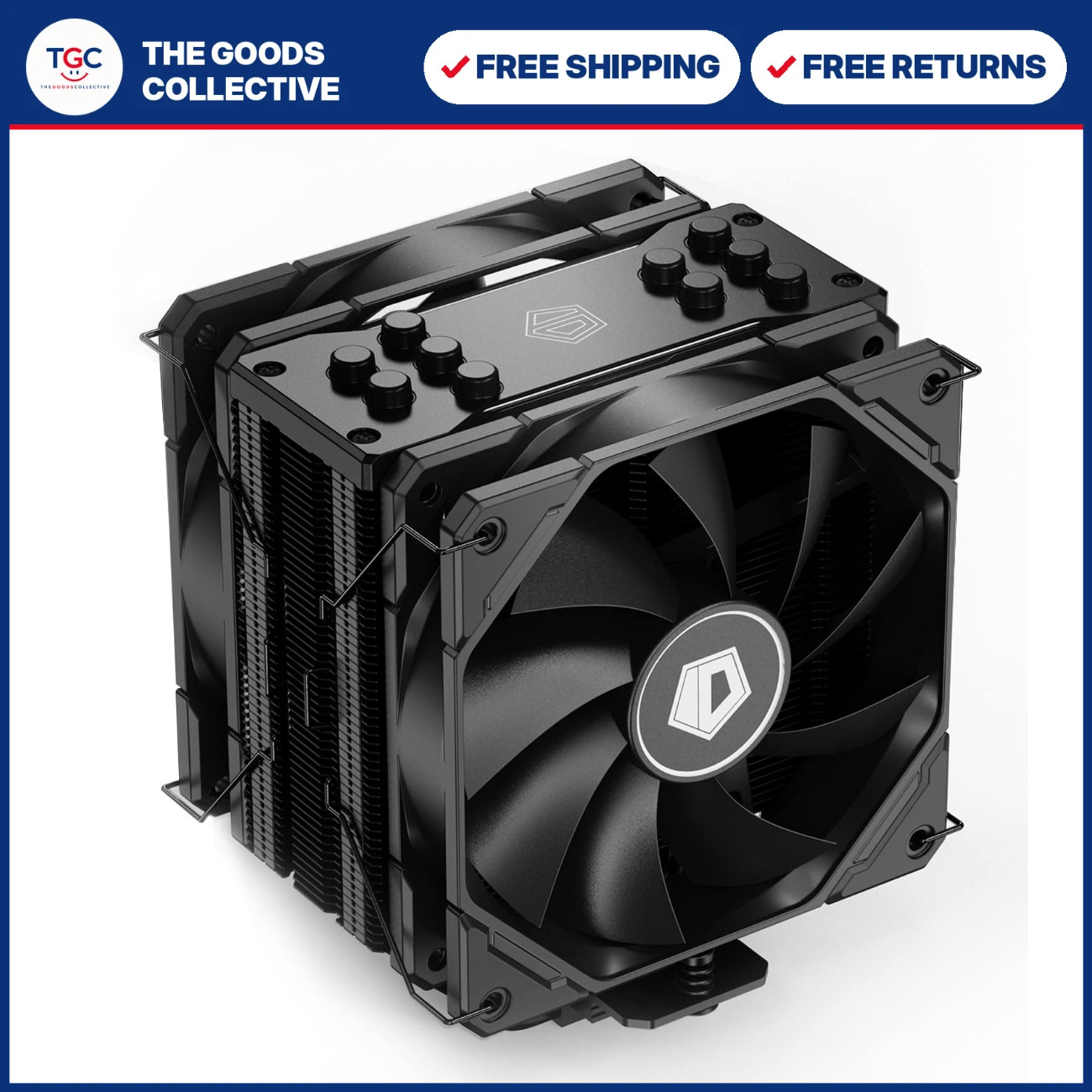 High-Performance CPU Air Cooler, 5 Heatpipes, Dual 120mm PWM Fans, Silent Coolin