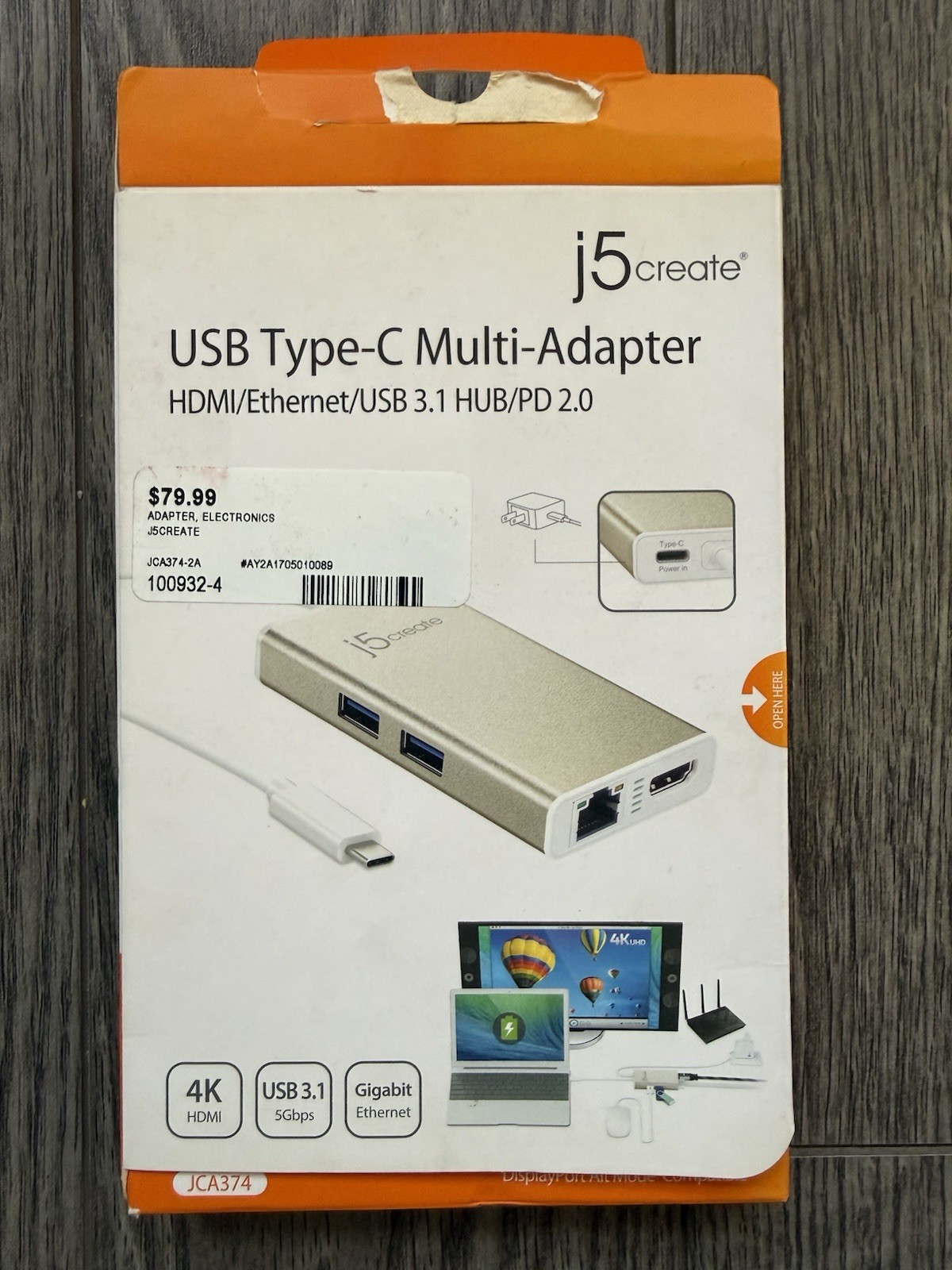 j5create JCA374 USB Type-C Multi-Adapter 4K HDMI Gigabit Ethernet Hub PD 2.0