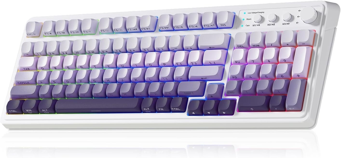 Aula S99 Wireless 99 Key Gaming Keyboard With RGB Lighting Gradient Purple