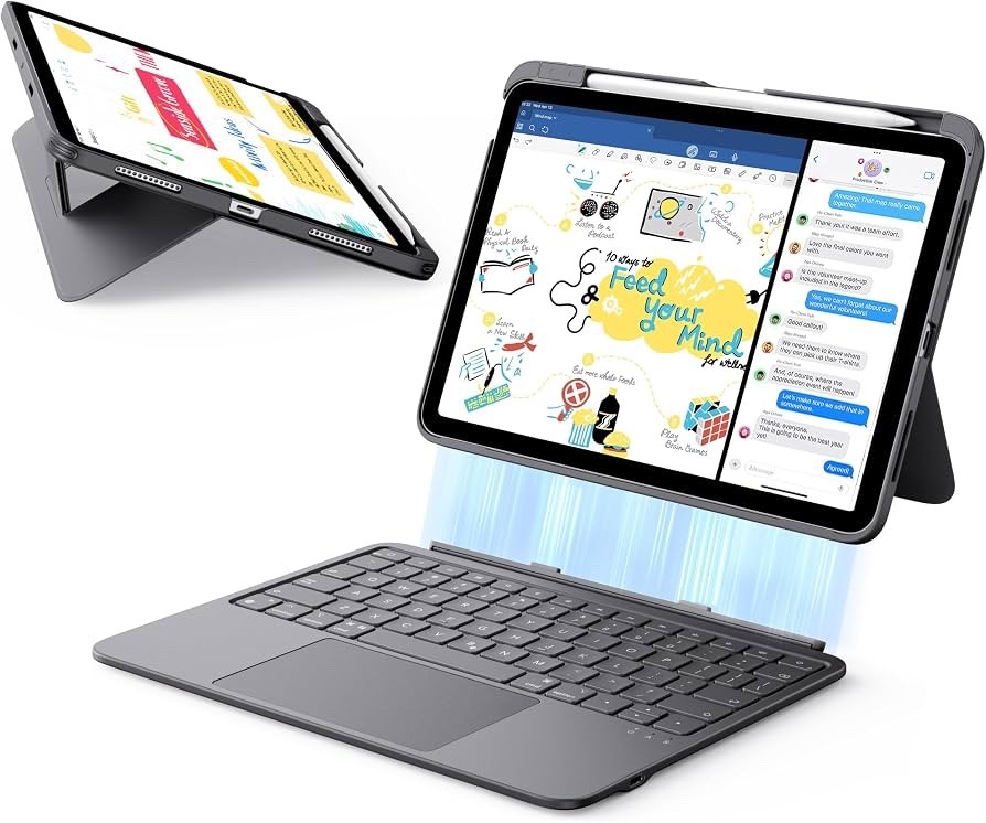 ESR for iPad 11th, 10th Case with Keyboard Ultra-Light Dark Gray