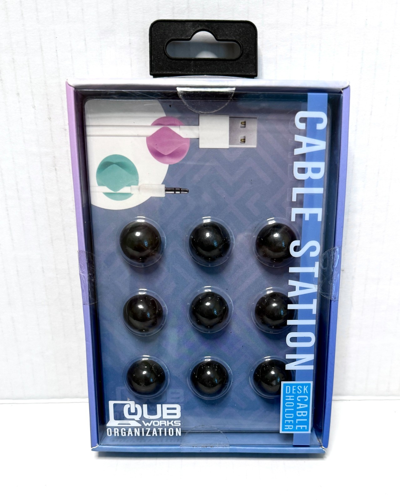 QUB Works Cable Station Desk Cable Organizer Holders 9 Pack - NEW