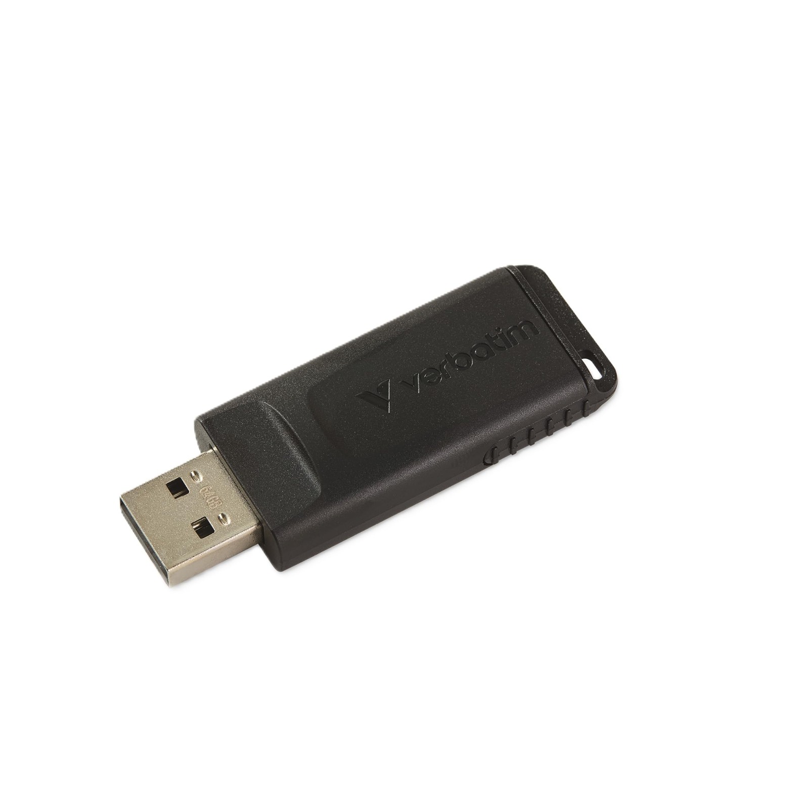 Verbatim 64GB Slider USB 2.0 Flash Drive, Retractable Thumb 64 GB, Black