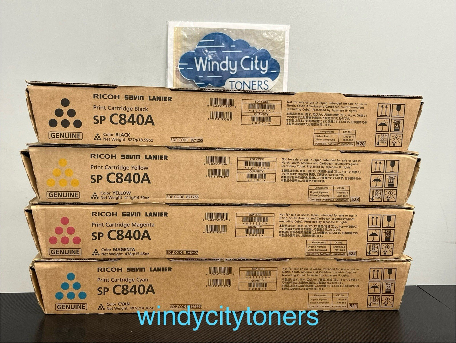 Genuine Ricoh SP C840A Complete High Yield Toner Set 821255, 56, 57,  58 New