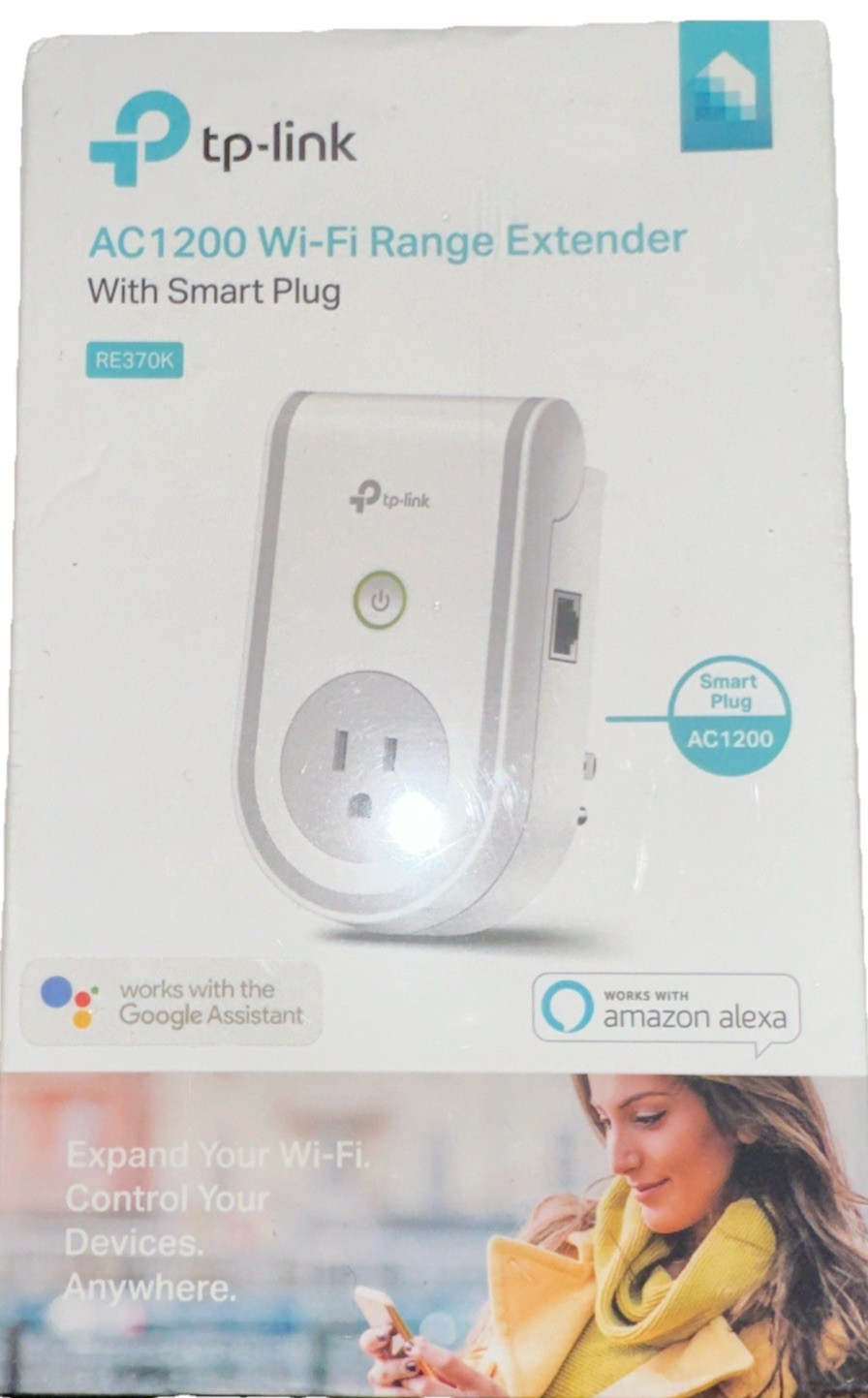 TP-LINK AC1200 Wifi Range Extender with Smart Plug - White (RE370K)