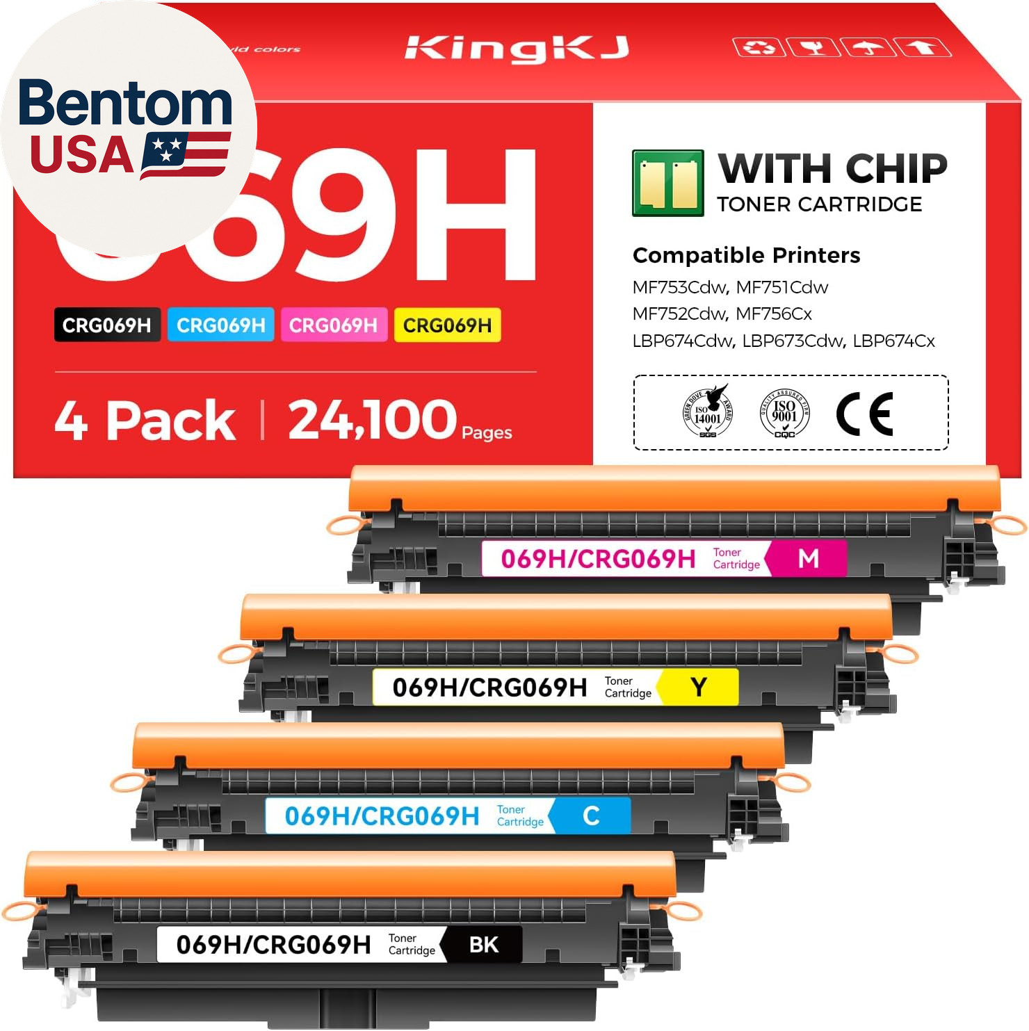 069 069H Toner Cartridge Set High Capacity 4-Pack Compatible for Canon 069H 069