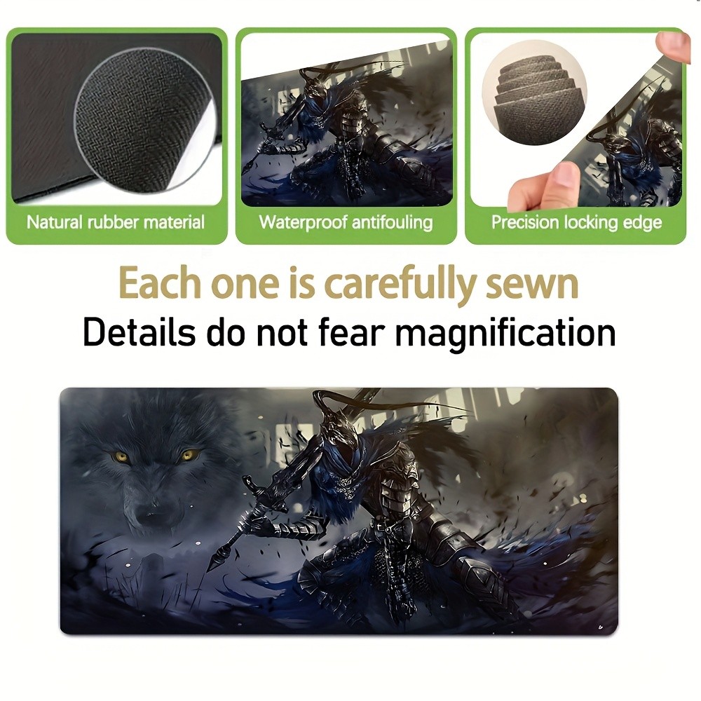 1pc Gaming Mouse Pad - Features a Non-Slip Rubber Base, Stylish Dark Soldier D
