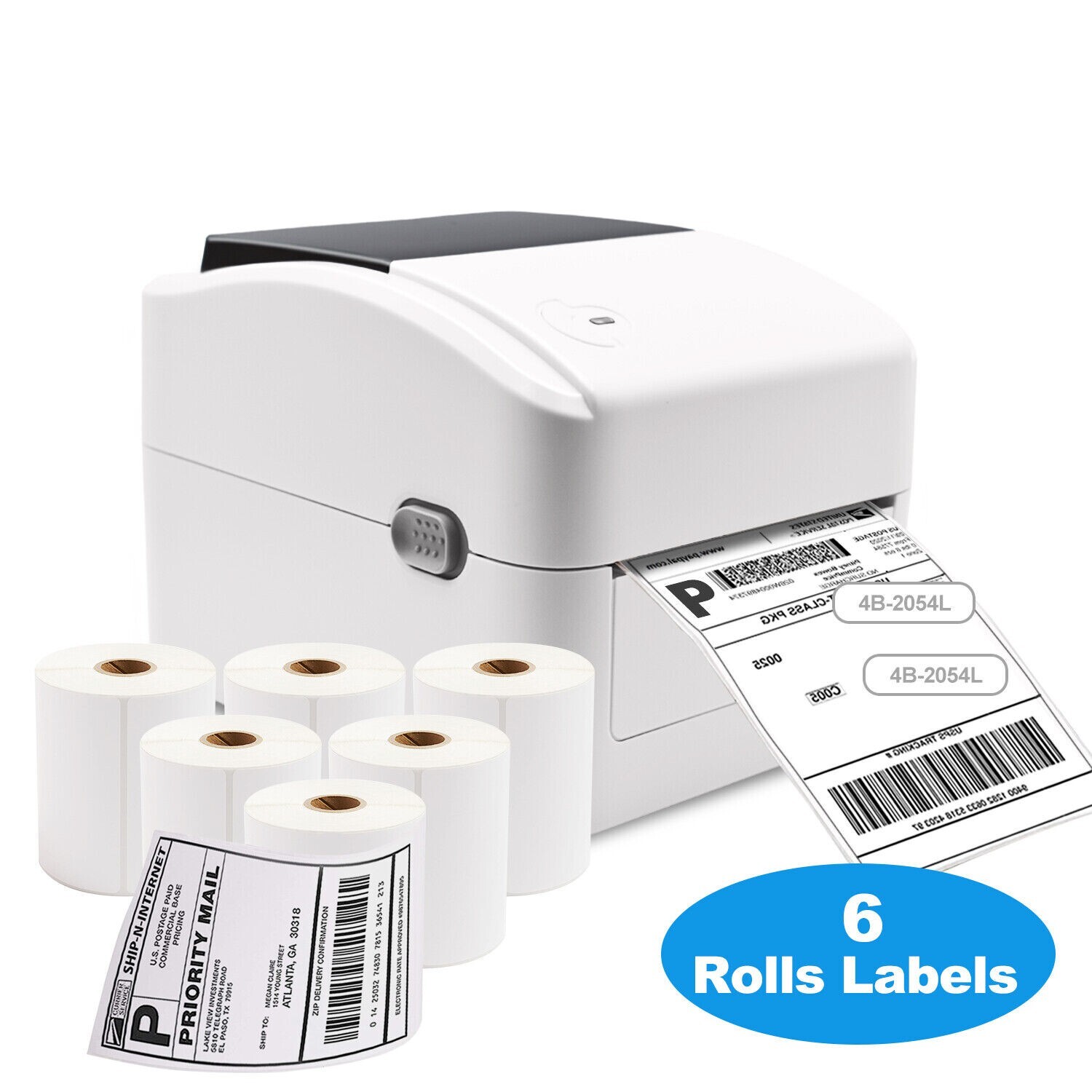 Shipping Label Printer, Thermal Direct/ 4x6 in 350 labels x 6 rolls,Win/Mac