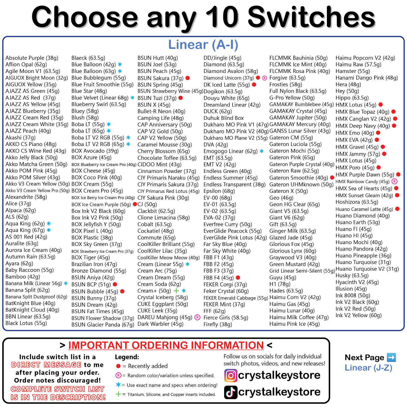 ENTHUSIAST Mechanical Keyboard Switch Tester Samples - CHOOSE YOUR OWN SWITCHES