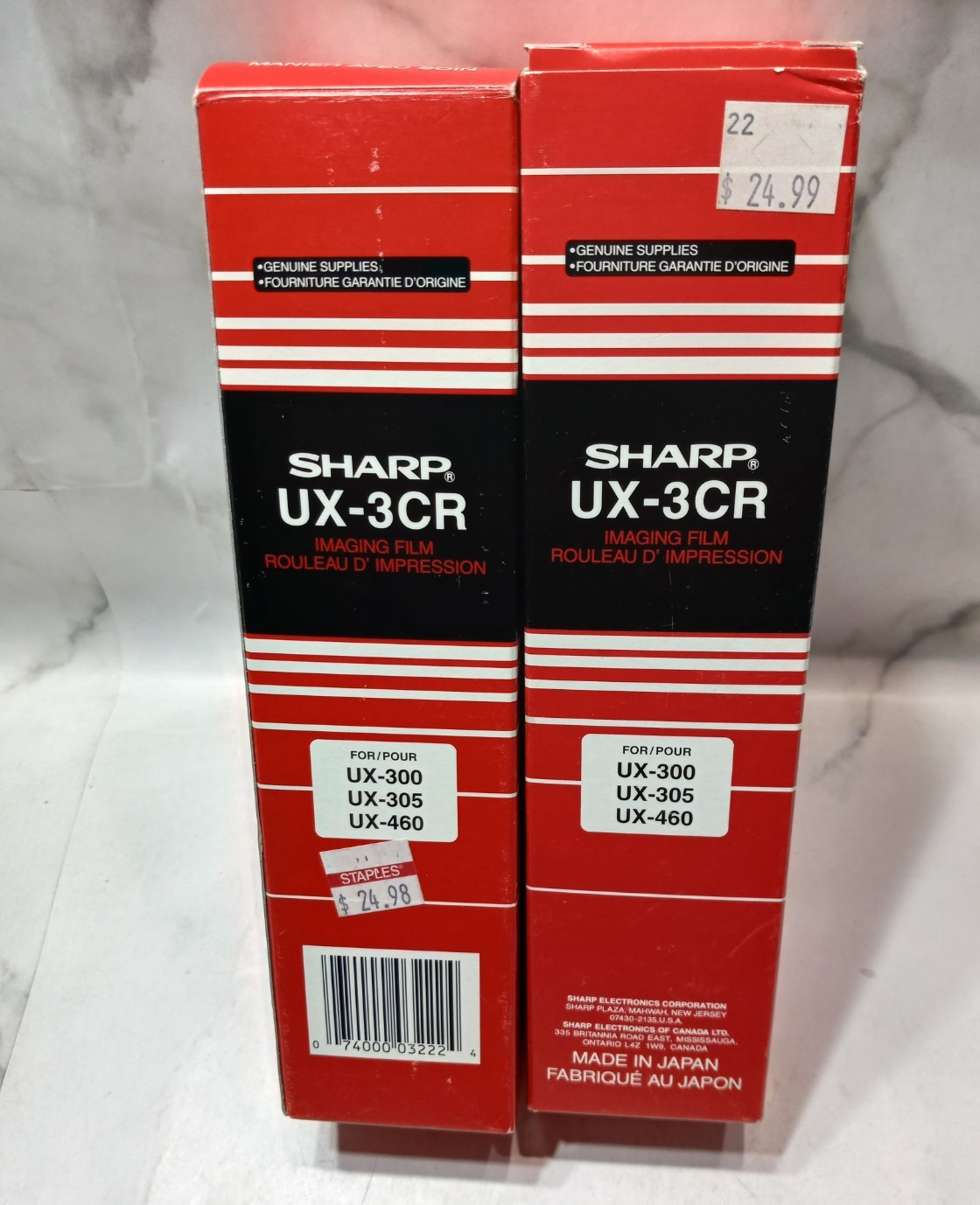 (2) Sharp UX-3CR Fax Imaging Film for UX-300 UX-305 UX-460 2 Rolls 98 Feet