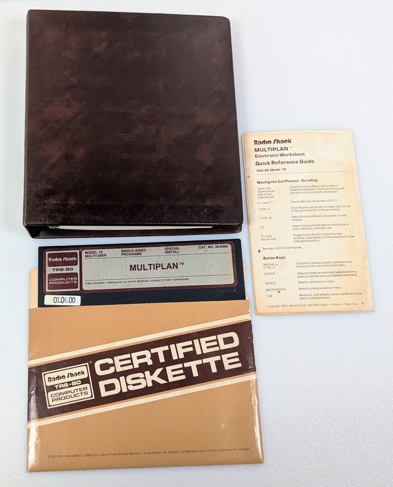 Multiplan For Tandy TRS-80 Model 16 - 1982 - w/ 8" Disk & Binder Manual