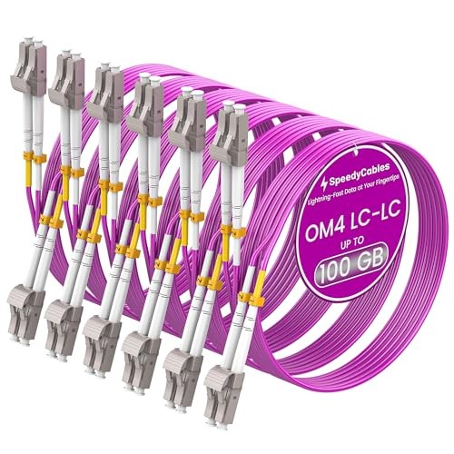SPEEDYCABLES OM4 LC to LC Fiber Patch Cable 2M 6-PACK 50/125 Multimode Magenta