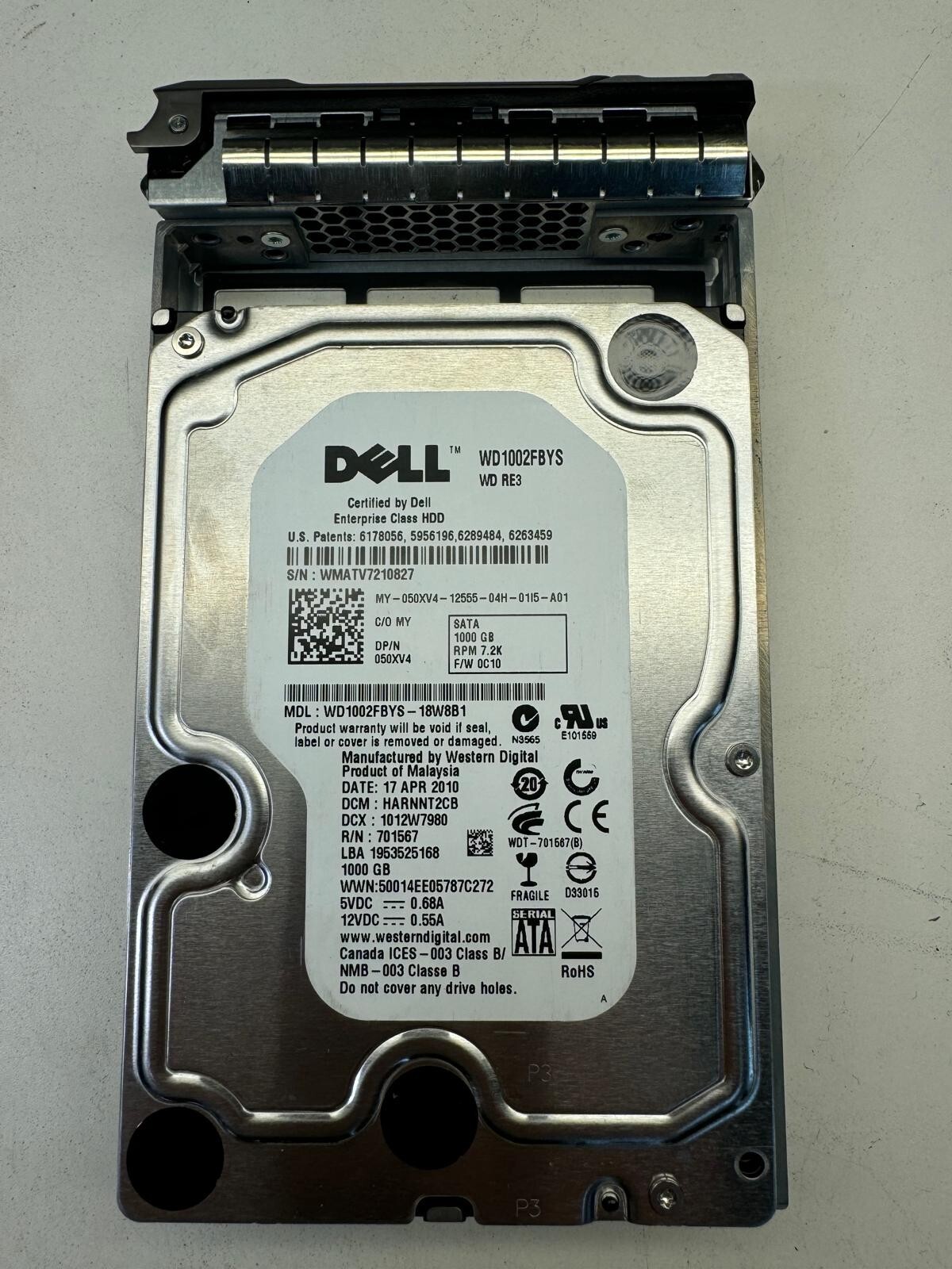DELL 50XV4 WD1002FBYS-18W8B1 701567 1TB 7.2K RPM 32MB CACHE 3Gb/s SATA 3.5" HDD