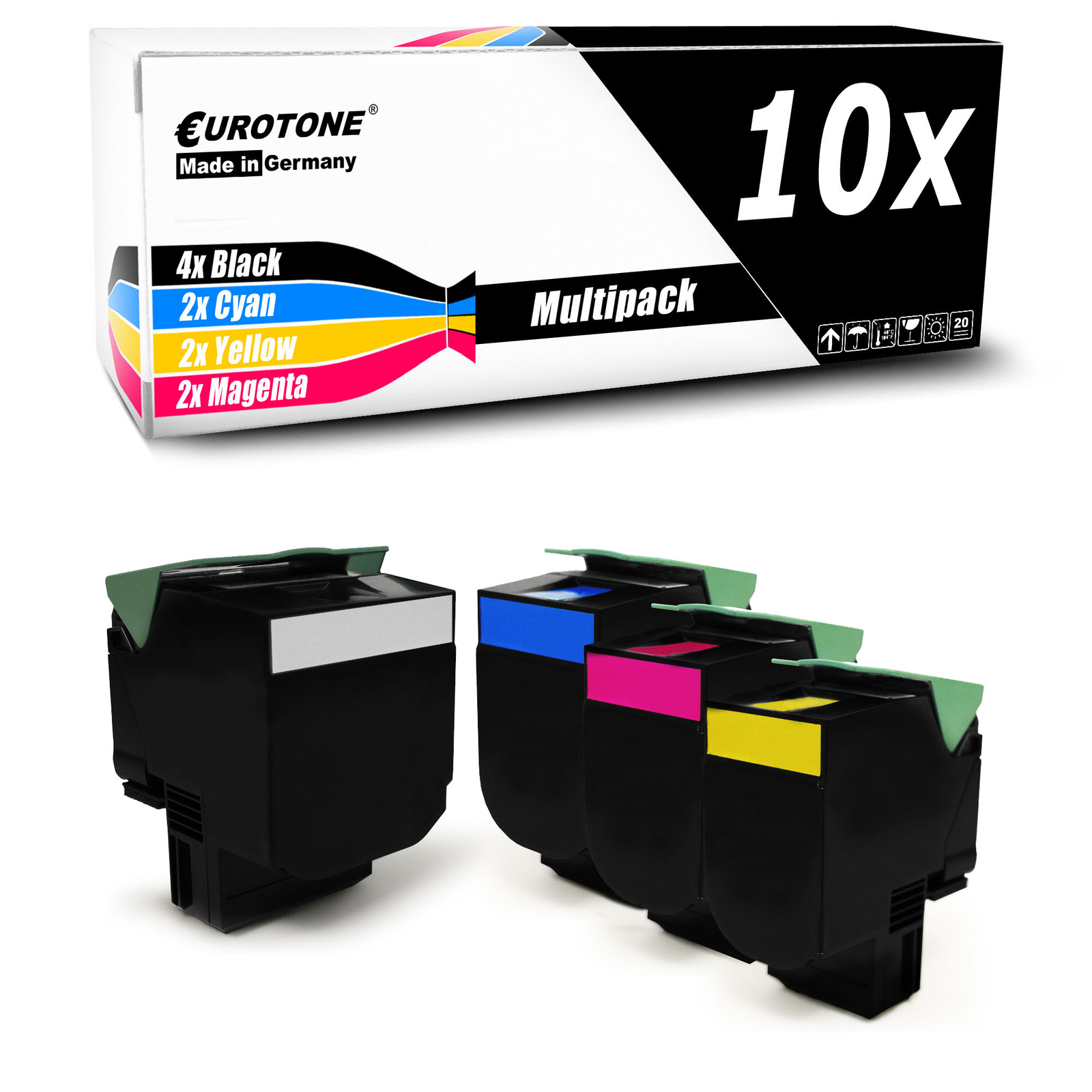 10X Cartridge XXL Replaces Lexmark 80C2SC0 80C2SK0 80C2SM0 80C2SY0 802SK - 802SY