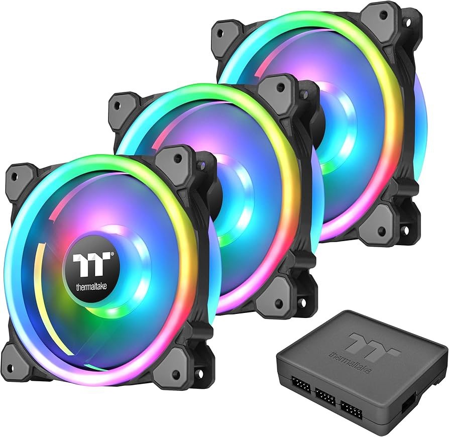 Thermaltake CL-F072-PL12SW-A Riing Trio 12 RGB Fan and Controller - Trio RGB