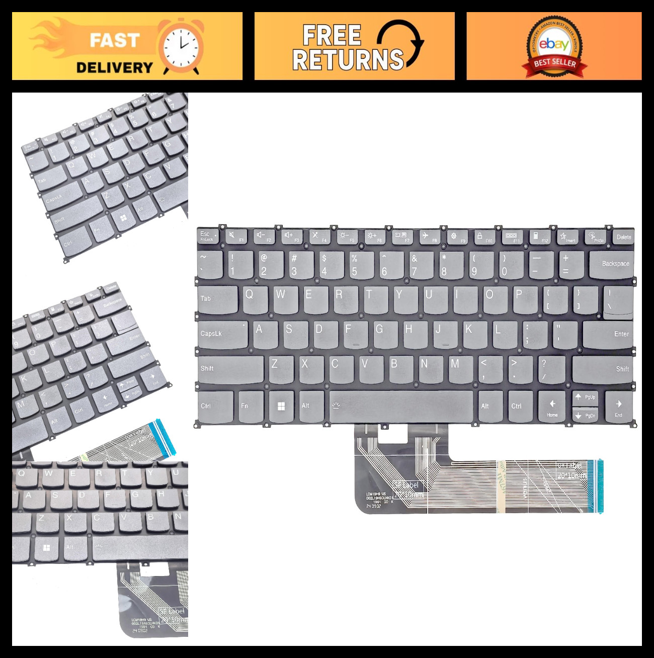 Backlit Replacement Keyboard for Lenovo IdeaPad Flex 5, ThinkBook 14, Yoga Slim