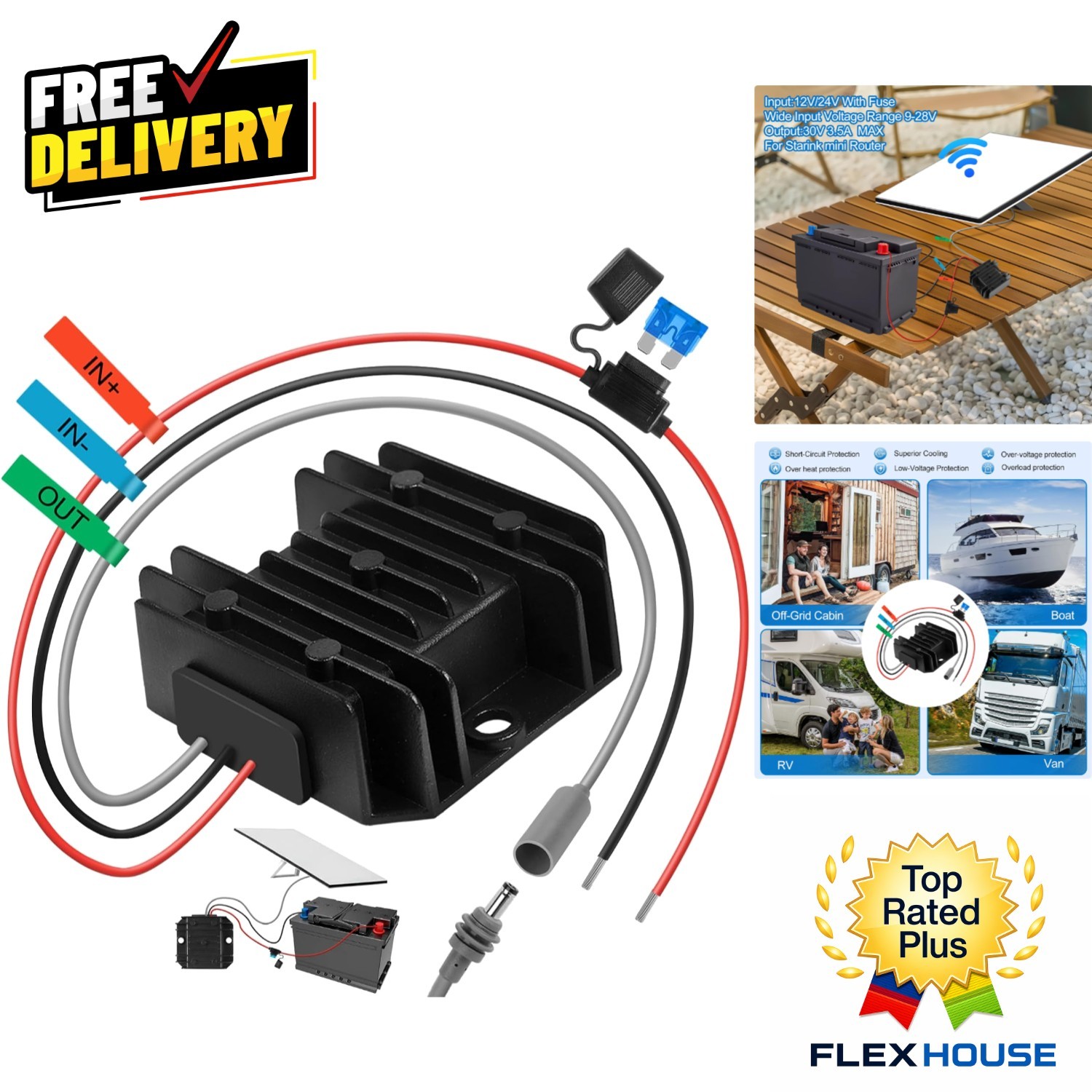 Ultimate Water-Resistant Starlink Mini 12V/24V to 30V DC Converter for Off-Grid