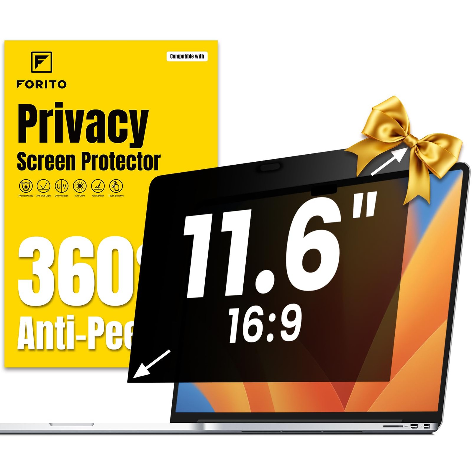 F FORITO 11.6 Inch Laptop Privacy Screen, 16:9