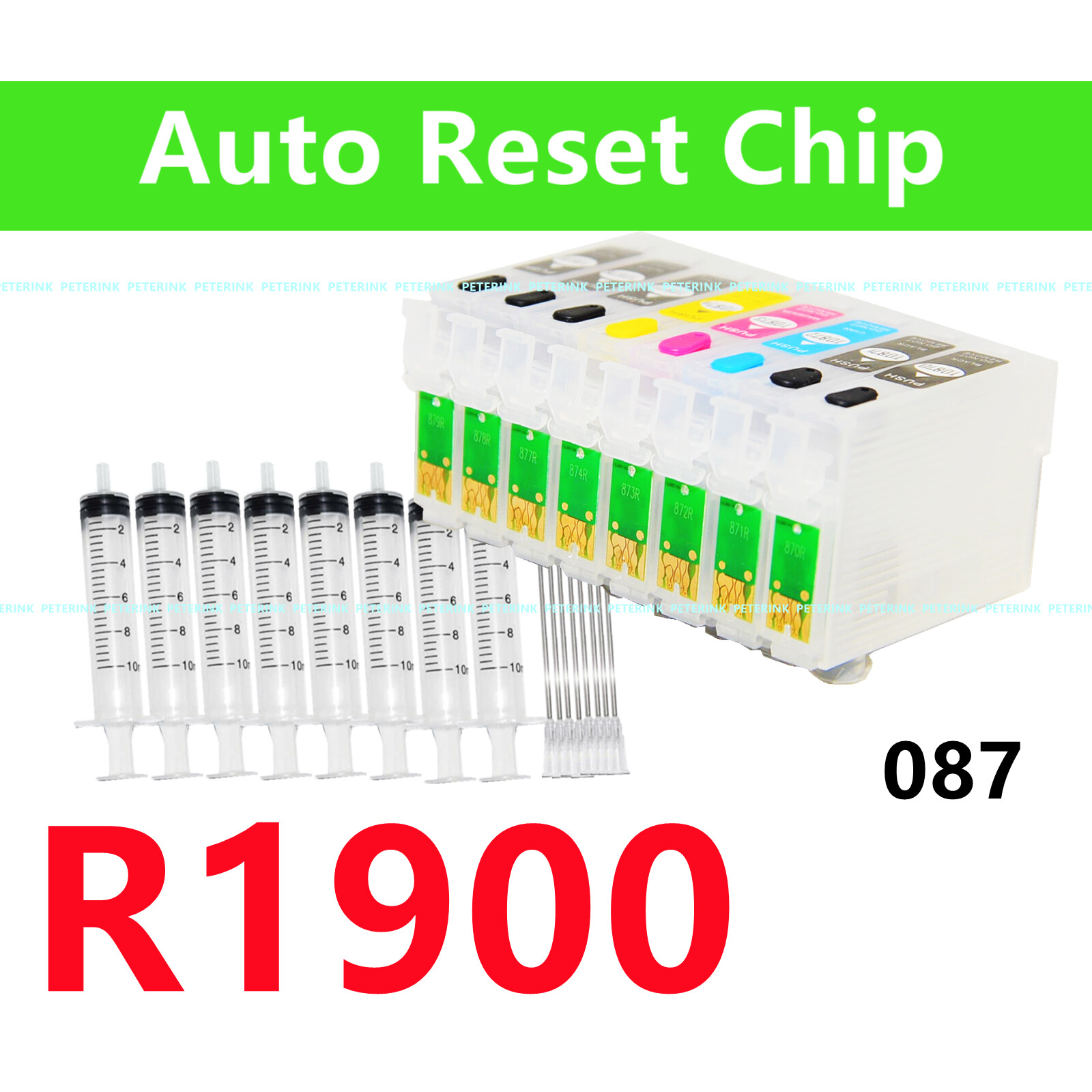 Empty Refillable Ink Cartridge kit for Stylus Photo R1900 Printer T087 87
