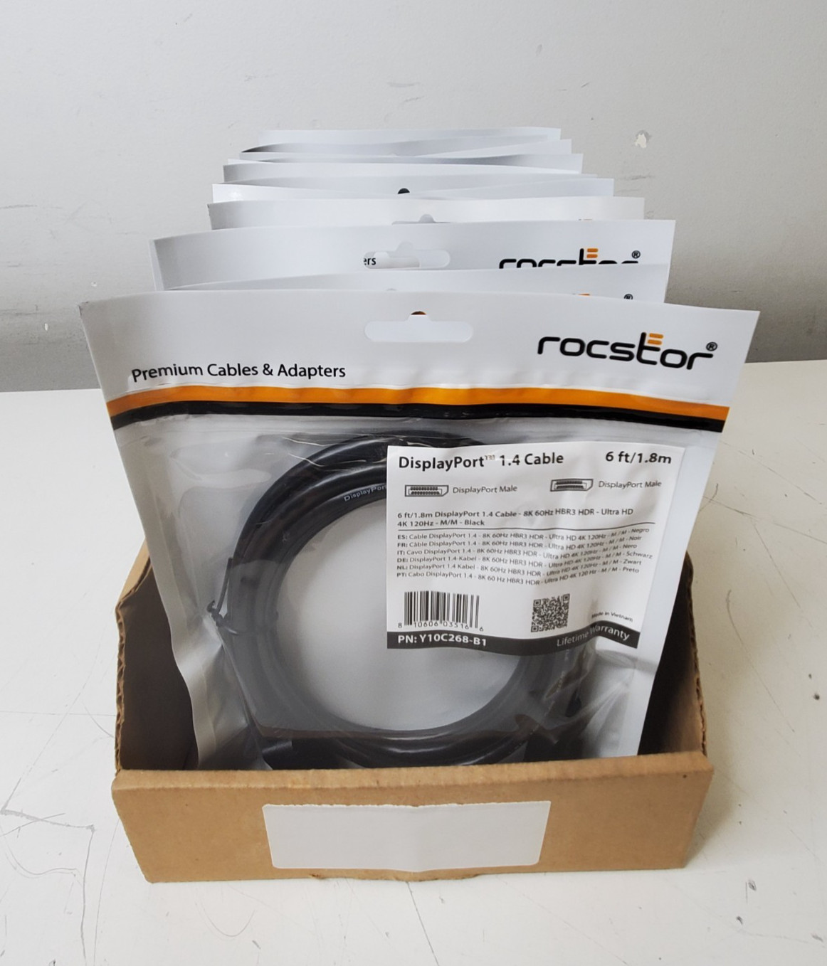 15x New/Sealed ROCSTOR DisplayPort M/M 1.4 Cable 6 ft/1.8m PN: Y10C268-B1