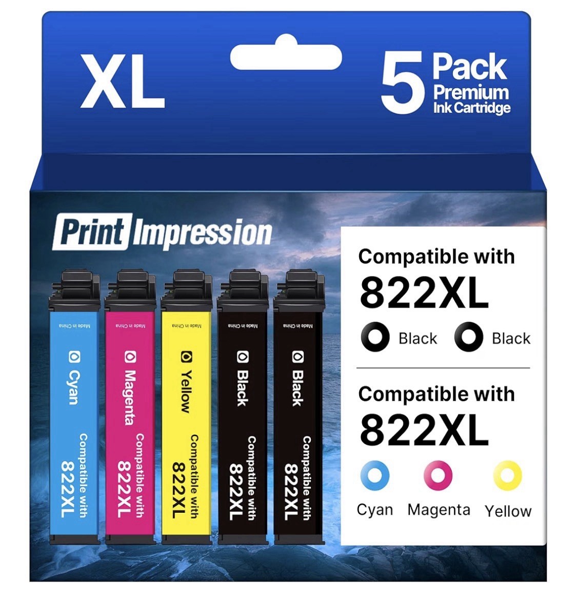 5 Pack, Black Cyan Magenta Yellow