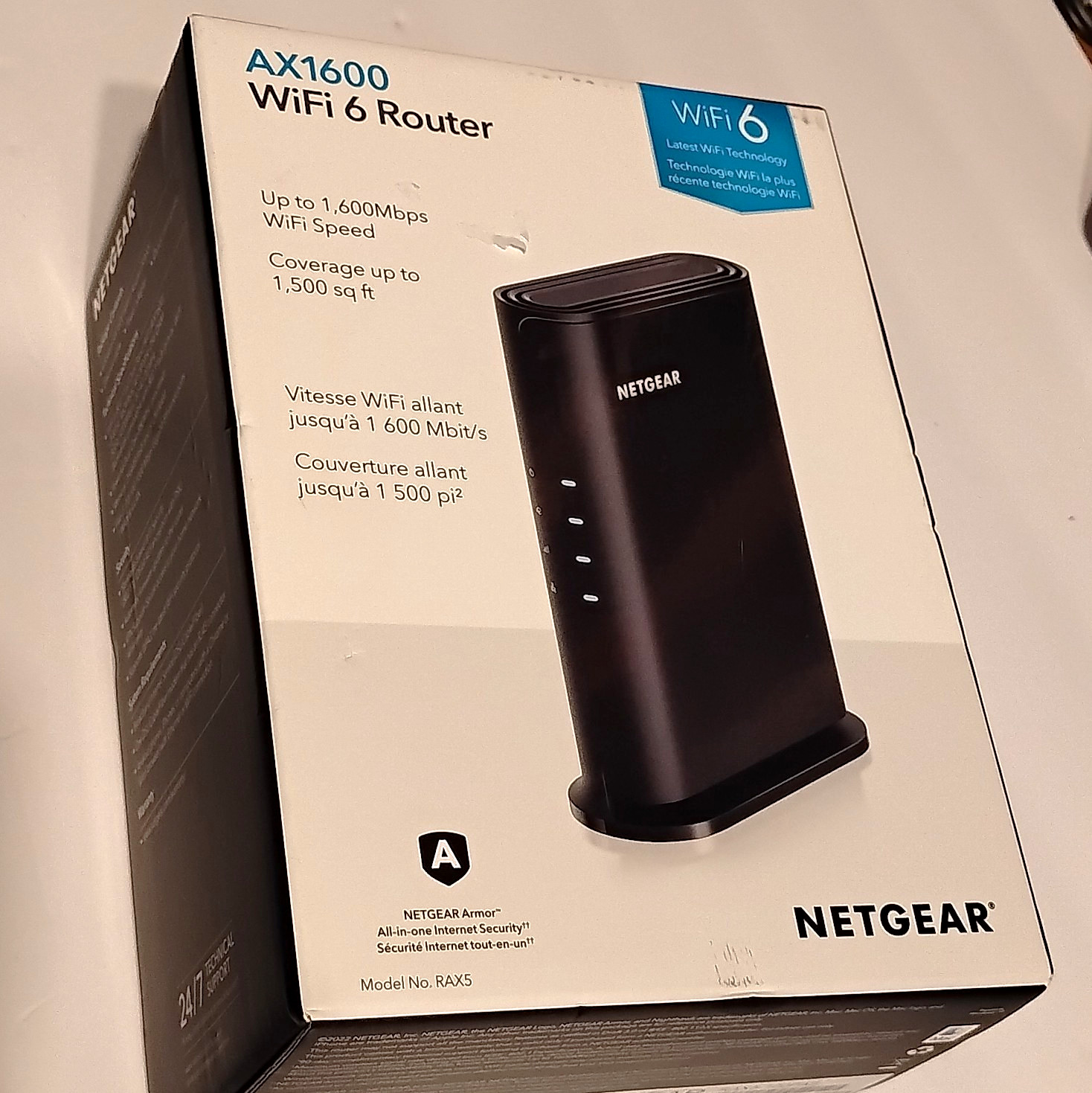 NETGEAR RAX5 AX1600 WiFi 6 Dual-Band Router 1600 Mbps 4-Port WPA3 Black
