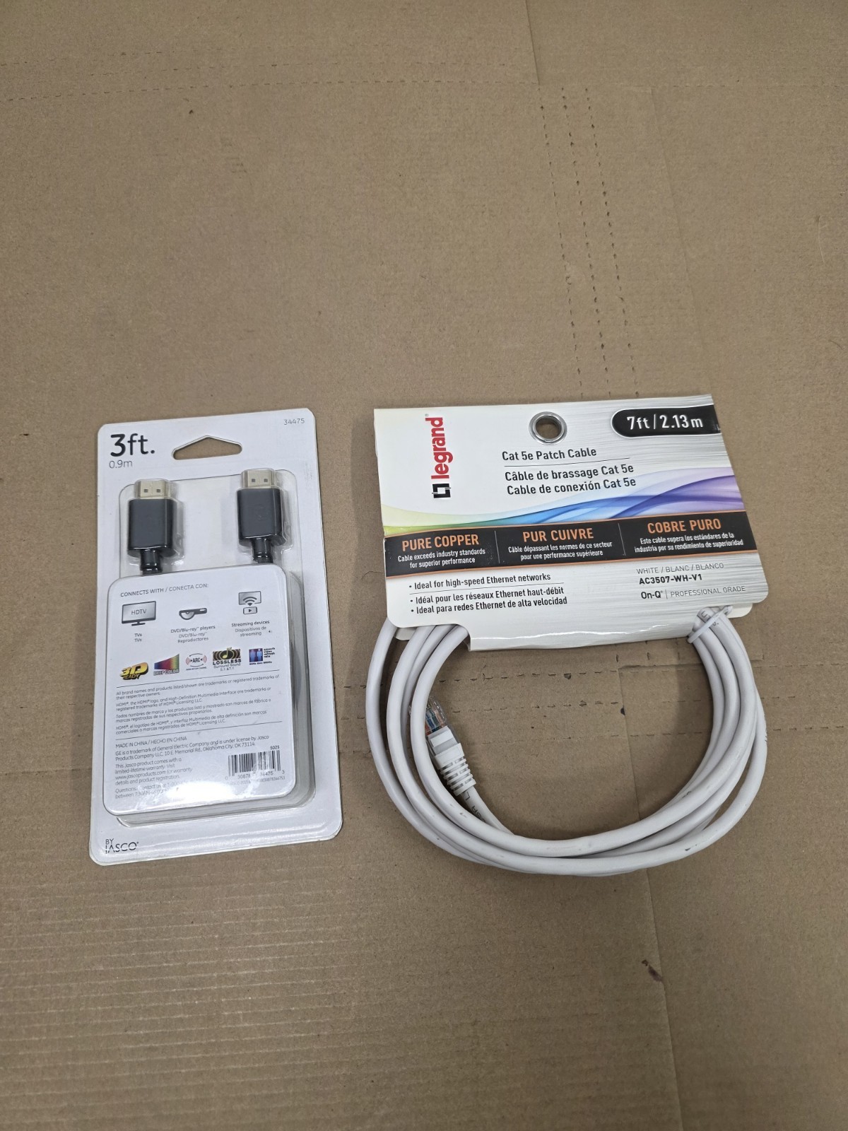 Legrand Cat 5e Patch Cable 7ft/2.13m + GE 3ft HDMI Cable