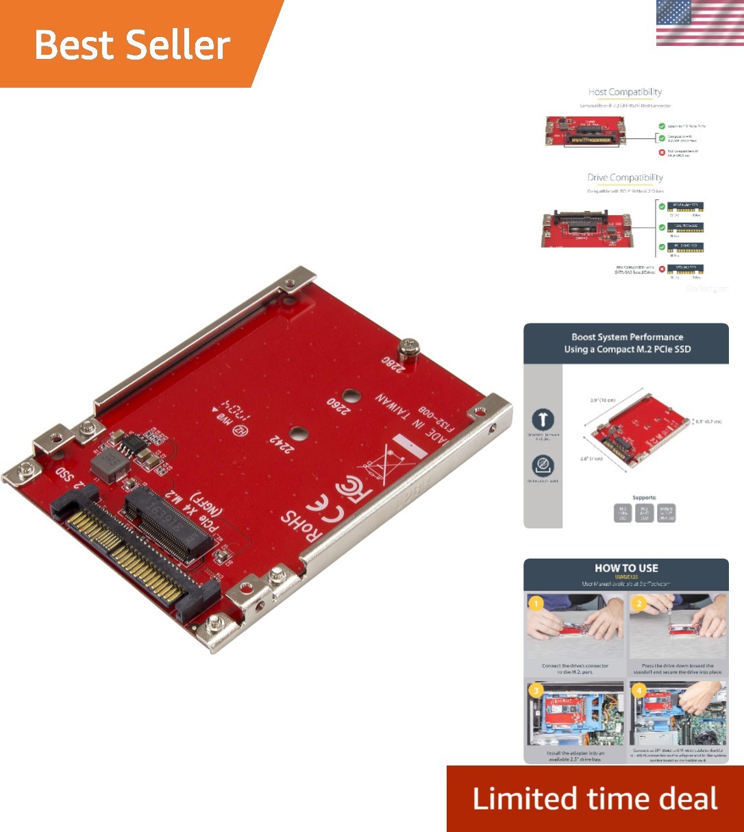 Compact StarTech M.2 to U.2 Adapter - Enhance Business Desktop Performance