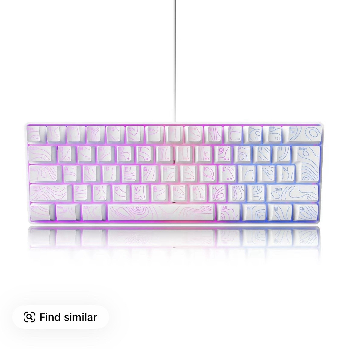 61-Key Ultra-Compact Wired RGB Backlit Gaming Keyboard Anti-Ghosting White