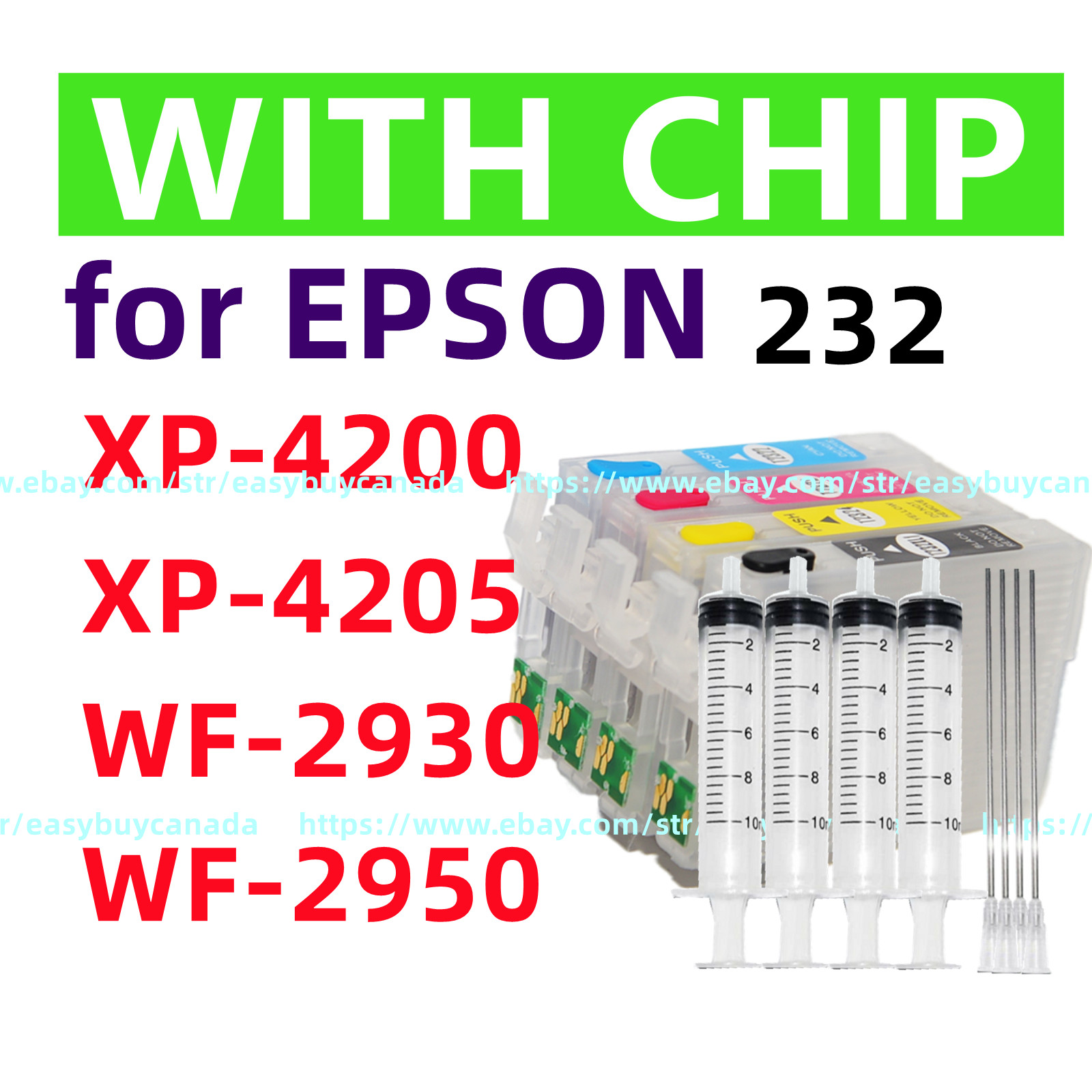 Empty refillable Ink Cartridge T232 232 XL w chip 4 xp4200 xp4205 wf2950 wf2930
