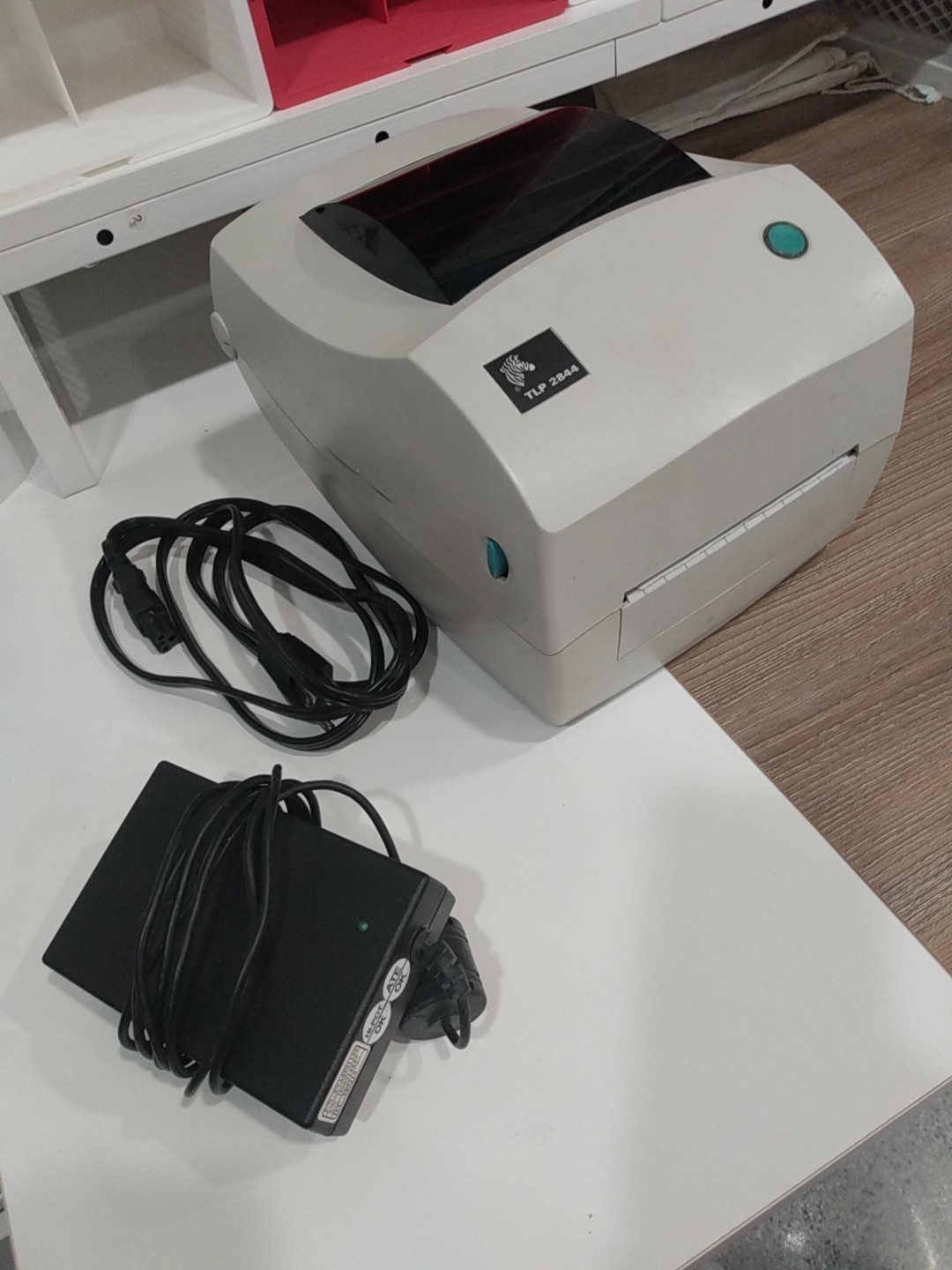 Zebra TLP 2844 Thermal Label Printer with AC Adapter with Ink Roll