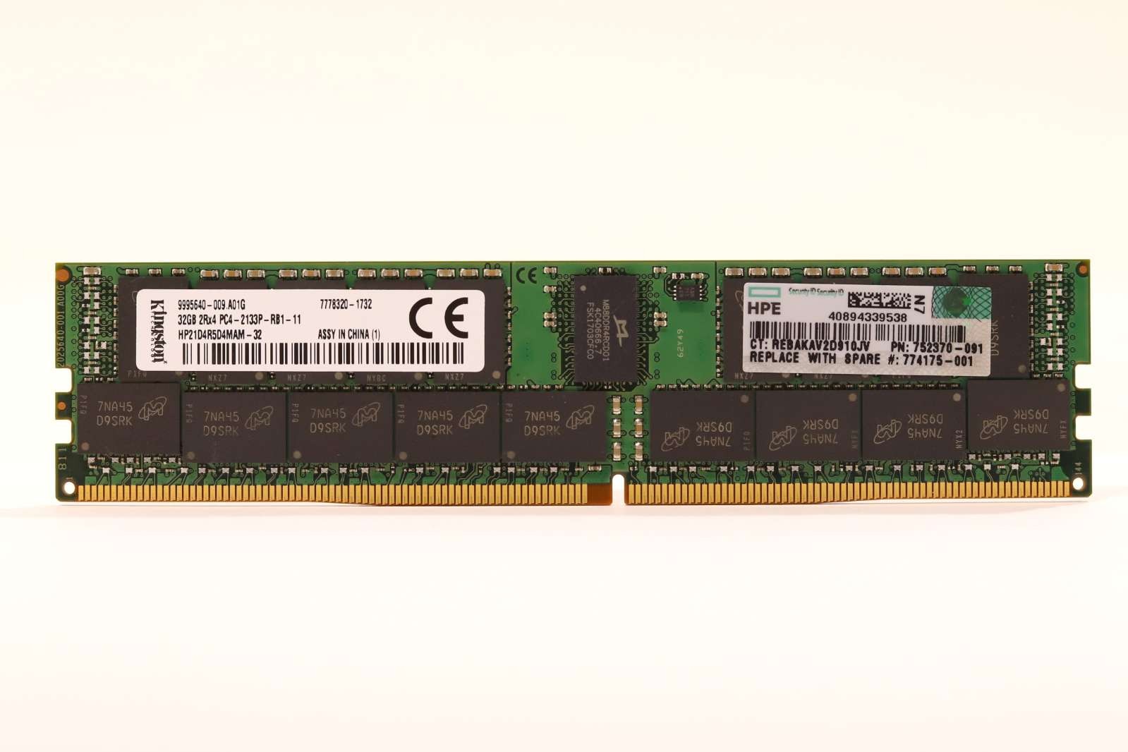 Kingston 32GB 2Rx4 PC4-2133P-RB1-11 ECC REG Server Memory P/N: HP21D4R5D4MAM-32