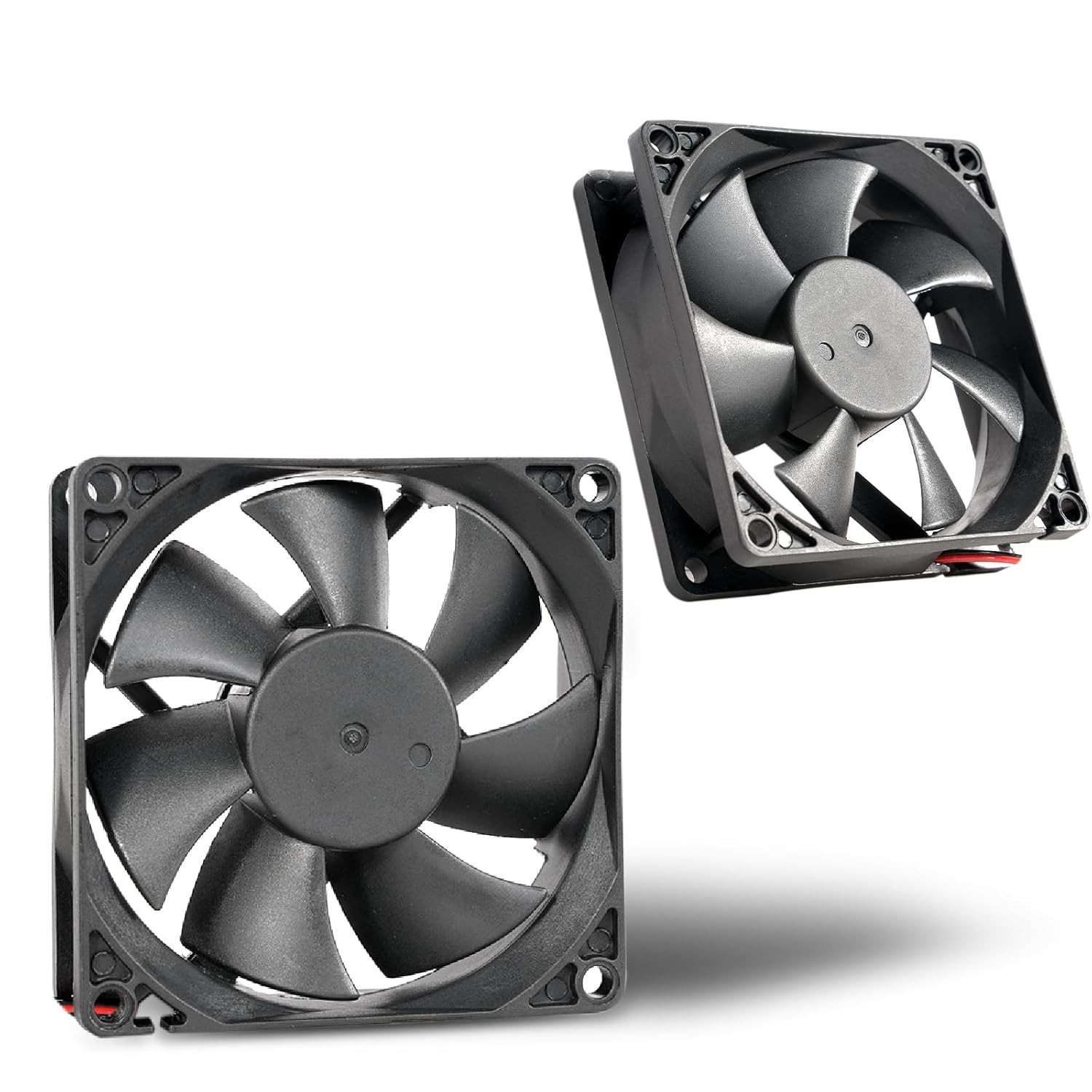 12V DC Cooling Fan 2-Pack - 80mm for Efficient Electronics Cooling Solutions